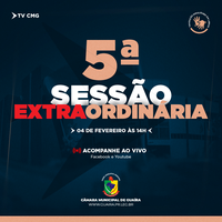 CÂMARA REALIZARÁ 5ª SESSÃO EXTRAORDINÁRIA NA TERÇA (04)