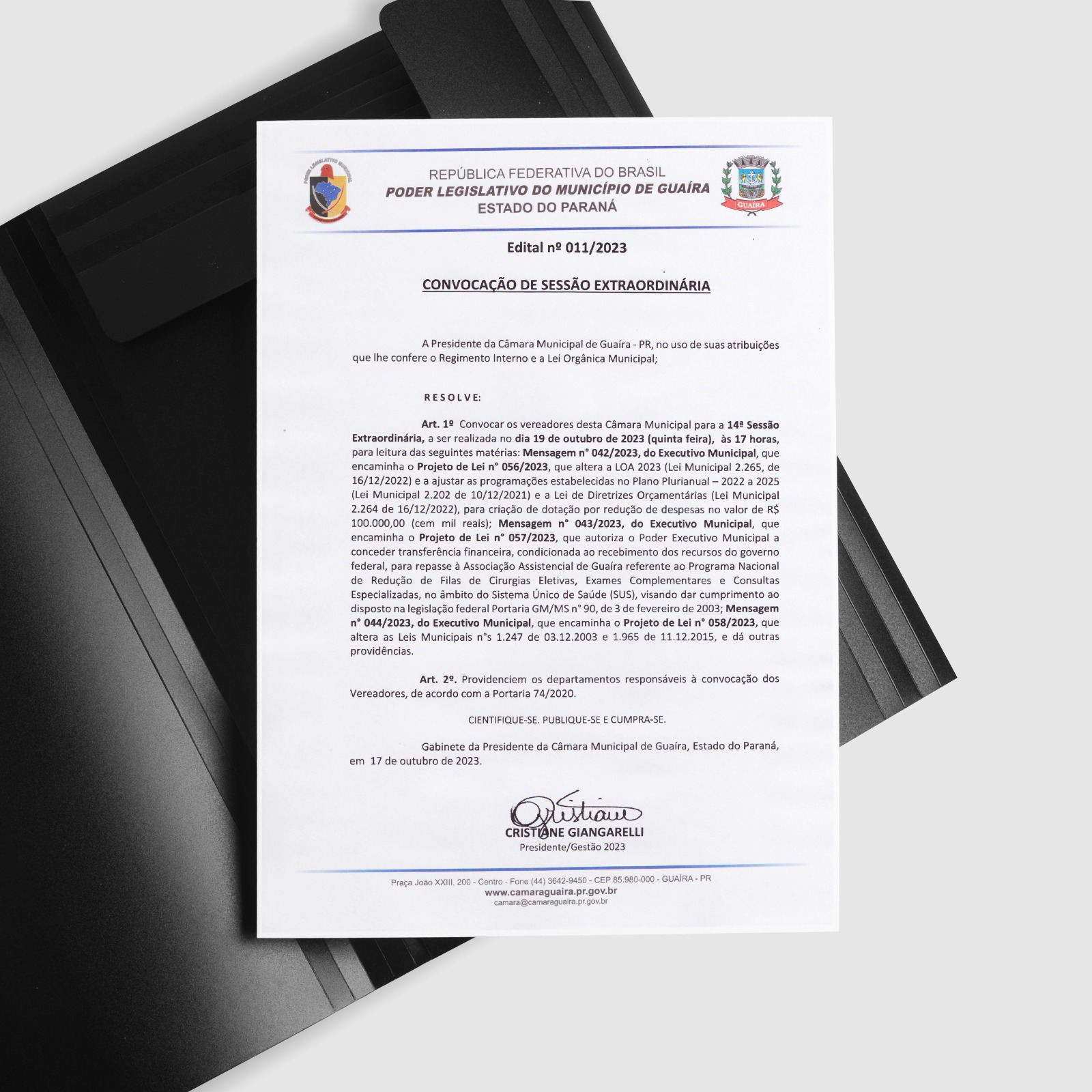 CÂMARA REALIZARÁ SESSÃO EXTRAORDINÁRIA AMANHÃ ÀS 17H