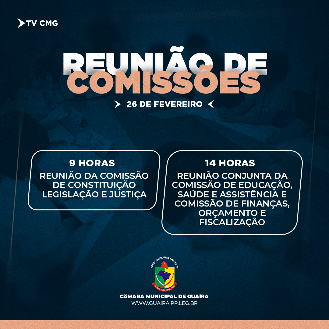 COMISSÕES PERMANENTES VÃO DISCUTIR PROJETOS NESTA QUARTA (26)