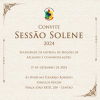 LEGISLATIVO REALIZARÁ SESSÃO SOLENE PARA ENTREGA DE MOÇÕES DE APLAUSOS